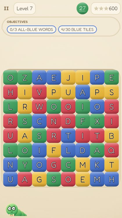 Lexijewel game board of colorful letter tiles