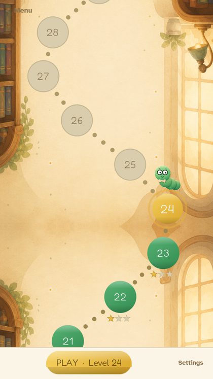 Winding level map through The Library chapter